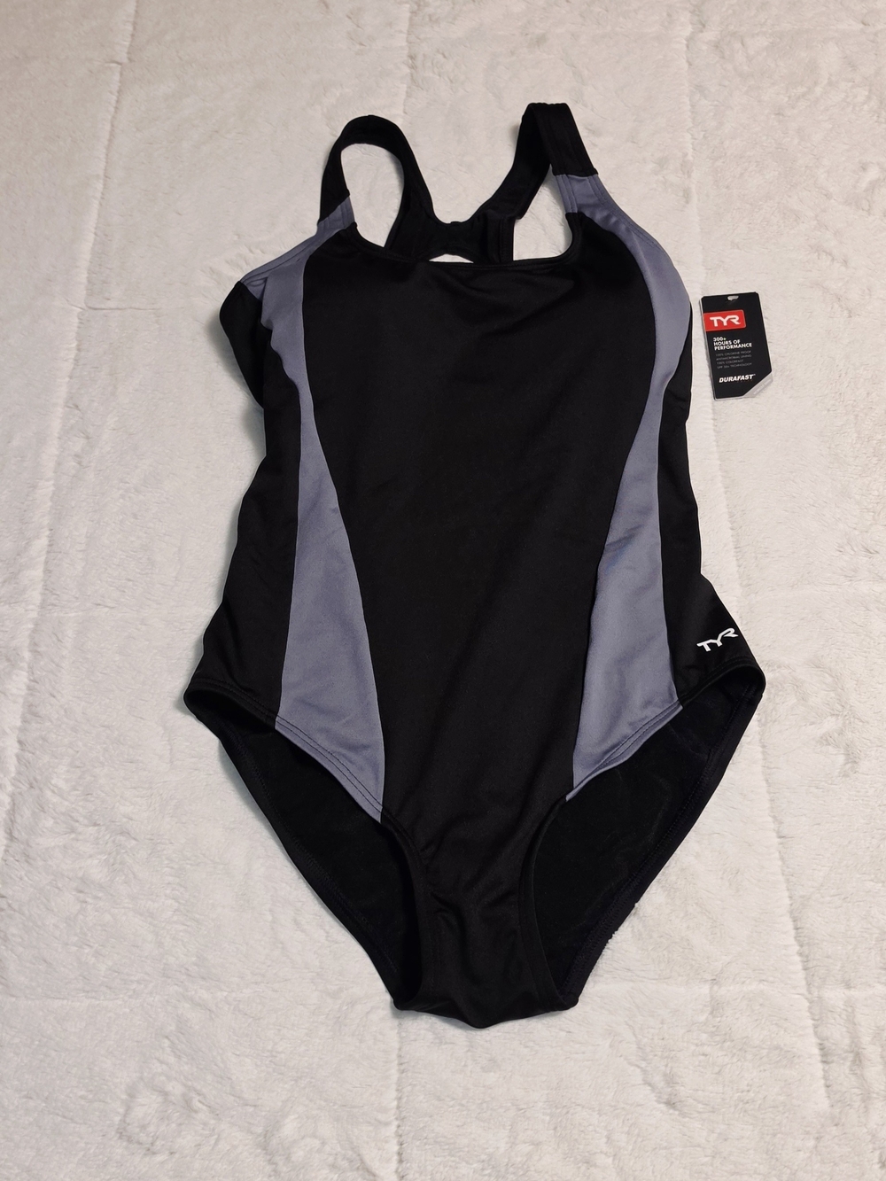 TYR Black and Gray Panelled Racerback Training Swimsuit (S4-09)
